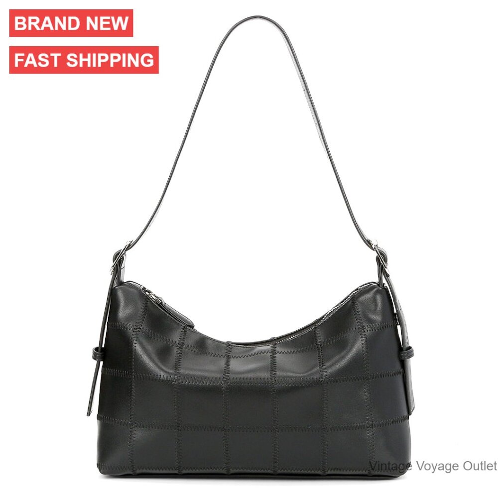 Checkered Shoulder Bag Vegan Leather Adjustable Strap Crossbody Tote Purse